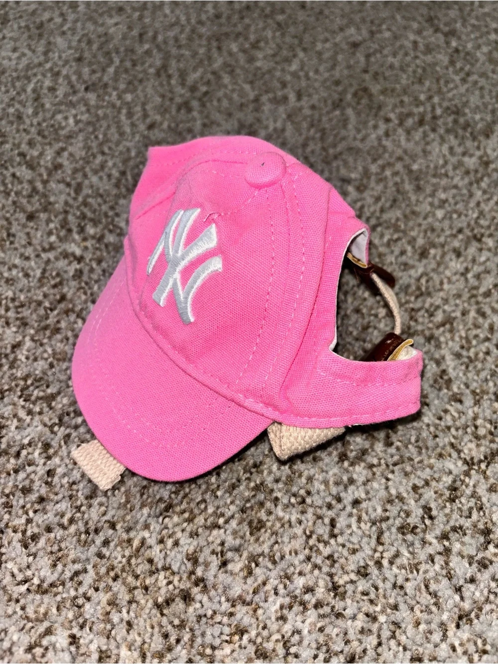 Pink Pet Baseball Cap - New York Yankee Logo Dog Hat